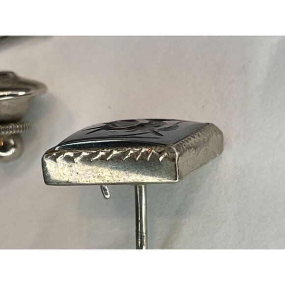 Sterling Silver & Hematite Cameo Soldier Cufflinks & Tie Clip Set - Picture 8 of 11